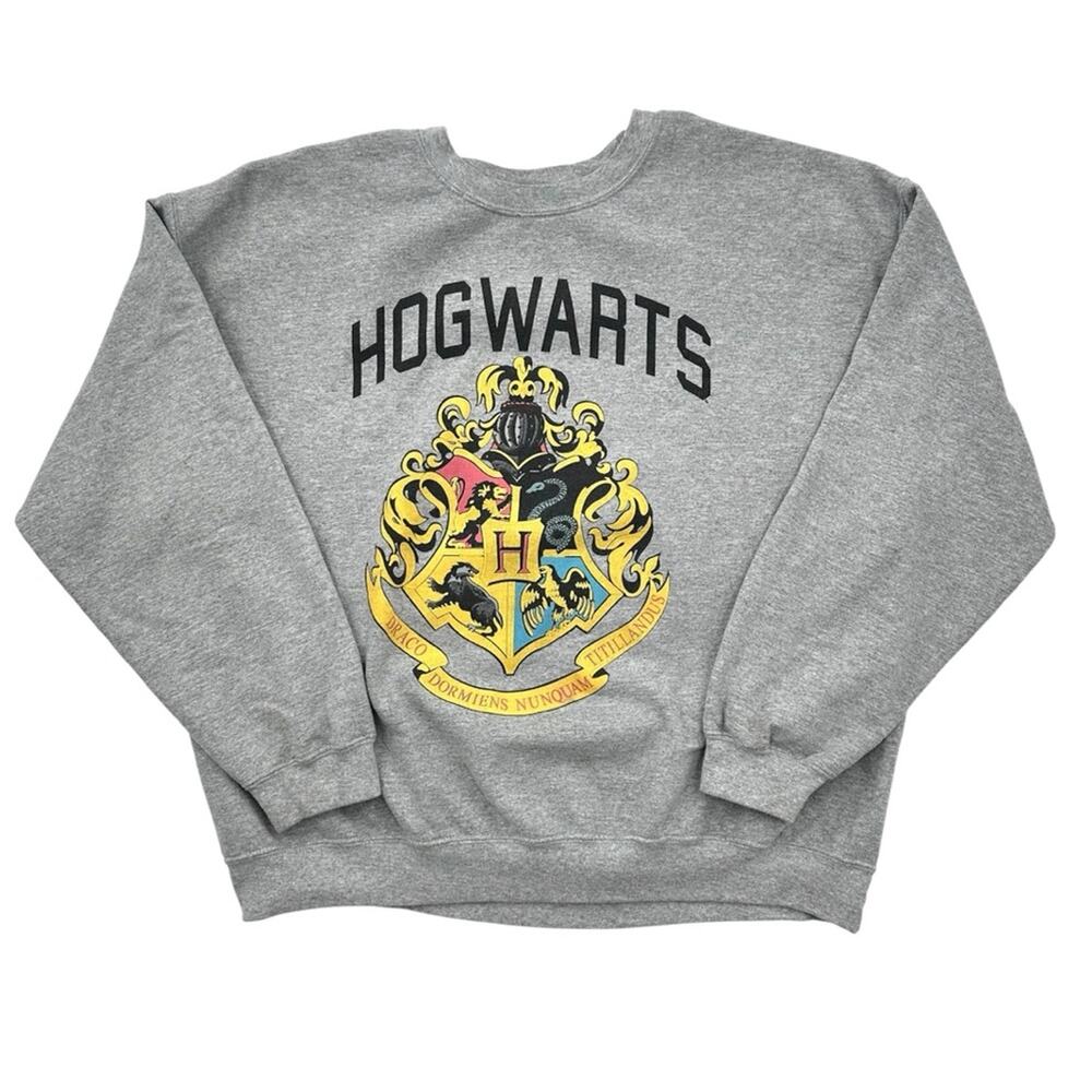 Harry Potter Hogwarts Gray Pull Over Long Sleeve Sweatshirt Size XL